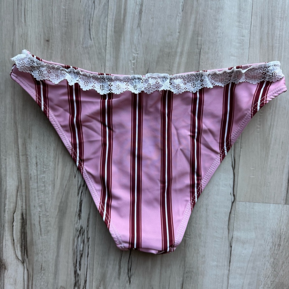 Samiol NWT Bikini Set Pink Stripe Lace - Picture 6 of 9
